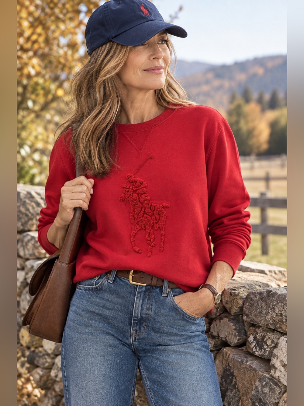 Polo Ralph Lauren Red Big Pony Embroidered Crewneck Sweatshirt S
